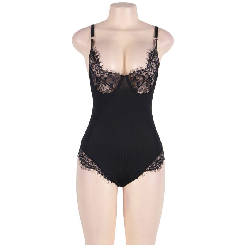 SUBBLIME - QUEEN PLUS TEDDY WITH CLEARS AND FRINGES BLACK - My naughty haven #
