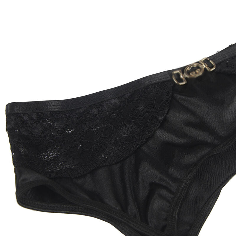 SUBBLIME - SET OF 3 PIECES BRA + THONG + LACE GARTER BLACK S/M - My naughty haven #