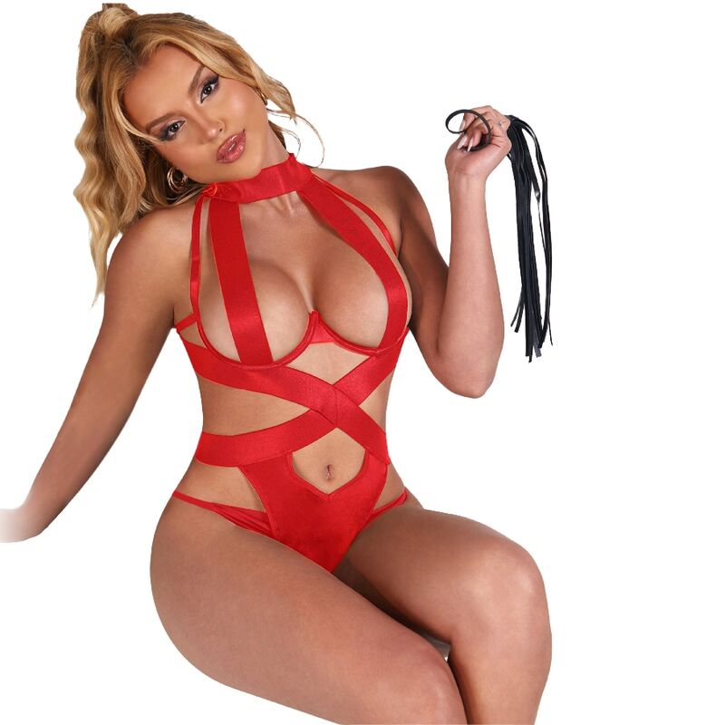 SUBBLIME - SEXY HALTER BODY WITH HARNESS RED S/M - My naughty haven #