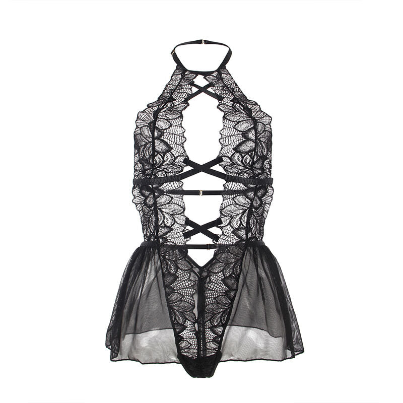 SUBBLIME - TEDDY HALTER NECK BARE BACK LACE BLACK S/M - My naughty haven #