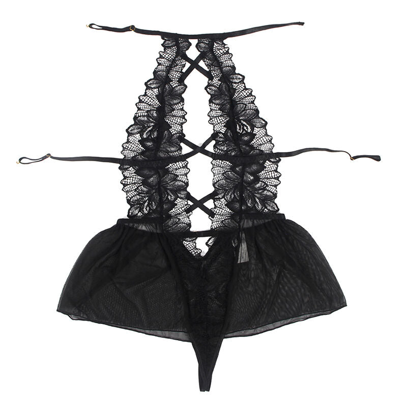 SUBBLIME - TEDDY HALTER NECK BARE BACK LACE BLACK S/M - My naughty haven #
