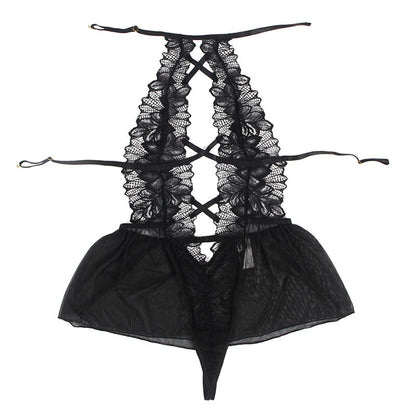 SUBBLIME - TEDDY HALTER NECK BARE BACK LACE BLACK S/M - My naughty haven #