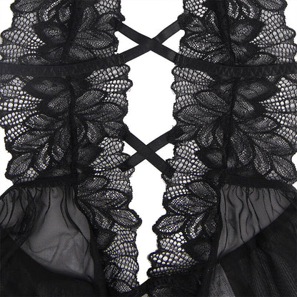 SUBBLIME - TEDDY HALTER NECK BARE BACK LACE BLACK S/M - My naughty haven #