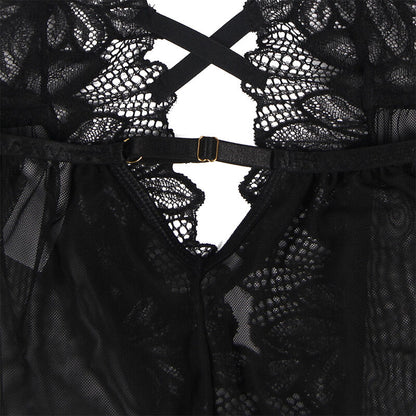 SUBBLIME - TEDDY HALTER NECK BARE BACK LACE BLACK S/M - My naughty haven #
