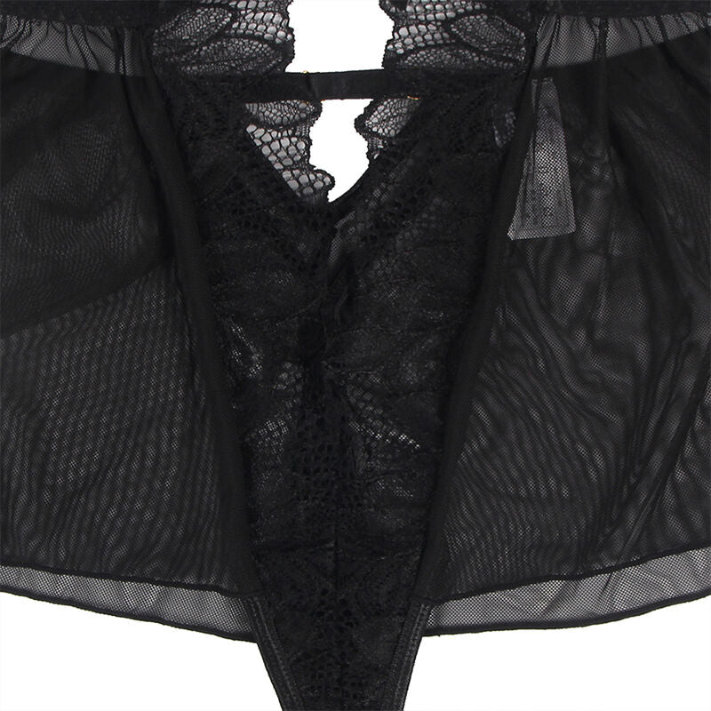 SUBBLIME - TEDDY HALTER NECK BARE BACK LACE BLACK S/M - My naughty haven #