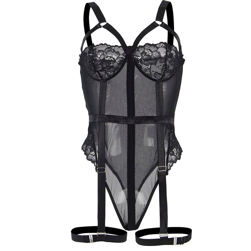 SUBBLIME - TEDDY WITH GARTER STRAP DETAIL CHEST BLACK S/M - My naughty haven #
