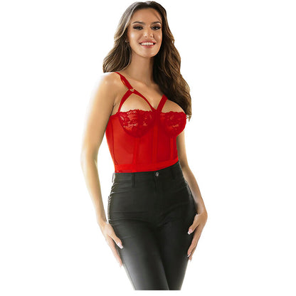 SUBBLIME - TEDDY WITH GARTER STRAP DETAIL CHEST RED S/M - My naughty haven #