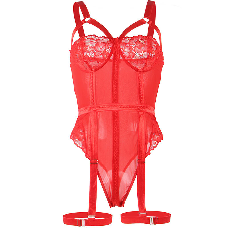 SUBBLIME - TEDDY WITH GARTER STRAP DETAIL CHEST RED S/M - My naughty haven #