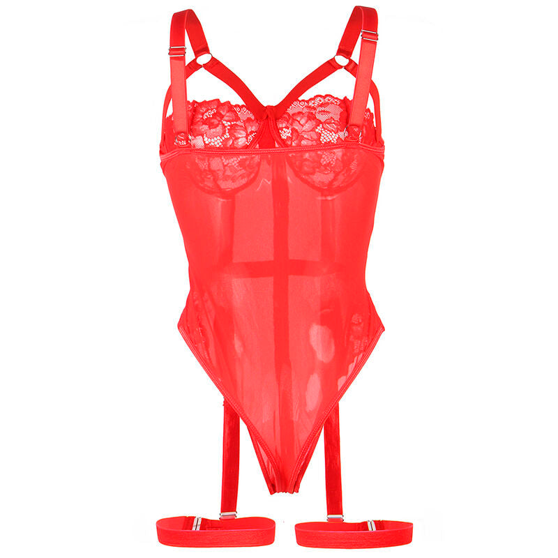 SUBBLIME - TEDDY WITH GARTER STRAP DETAIL CHEST RED S/M - My naughty haven #