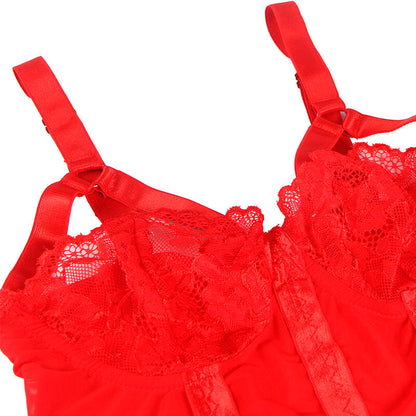 SUBBLIME - TEDDY WITH GARTER STRAP DETAIL CHEST RED S/M - My naughty haven #