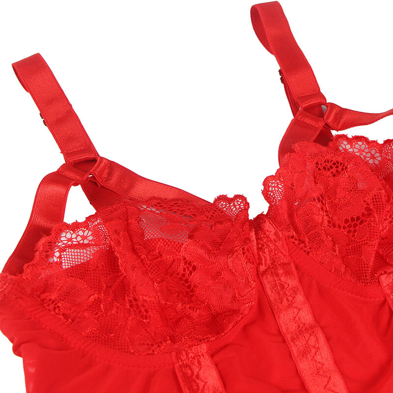 SUBBLIME - TEDDY WITH GARTER STRAP DETAIL CHEST RED S/M - My naughty haven #