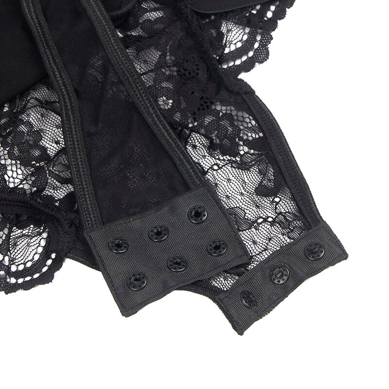 SUBBLIME - TEDDY WITH GARTER WITH LACE DETAIL AND STRIPS BLACK S/M - My naughty haven #