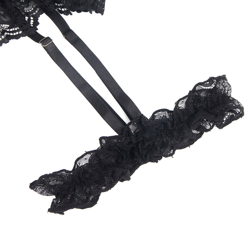 SUBBLIME - TEDDY WITH GARTER WITH LACE DETAIL AND STRIPS BLACK S/M - My naughty haven #