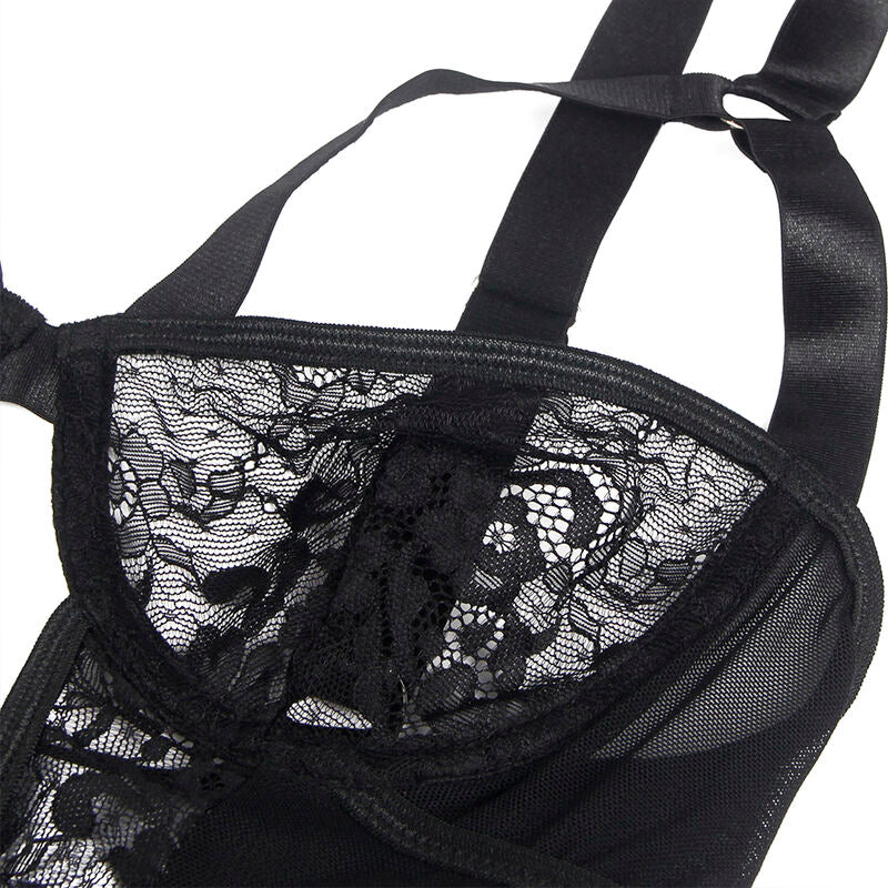 SUBBLIME - TEDDY WITH GARTER WITH LACE DETAIL AND STRIPS BLACK S/M - My naughty haven #