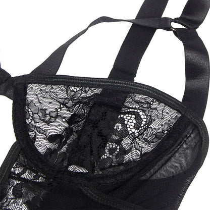 SUBBLIME - TEDDY WITH GARTER WITH LACE DETAIL AND STRIPS BLACK S/M - My naughty haven #