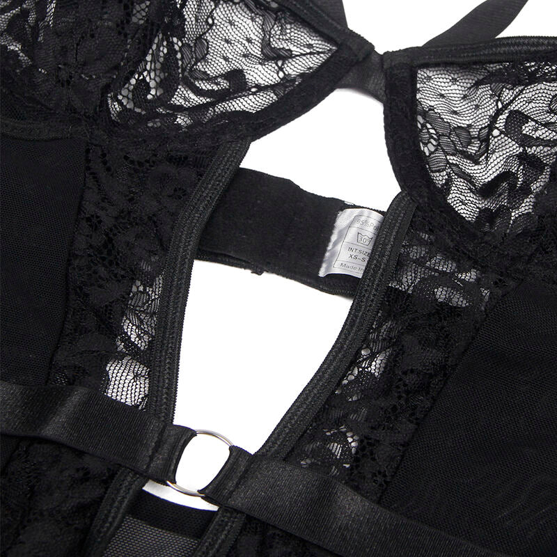 SUBBLIME - TEDDY WITH GARTER WITH LACE DETAIL AND STRIPS BLACK S/M - My naughty haven #