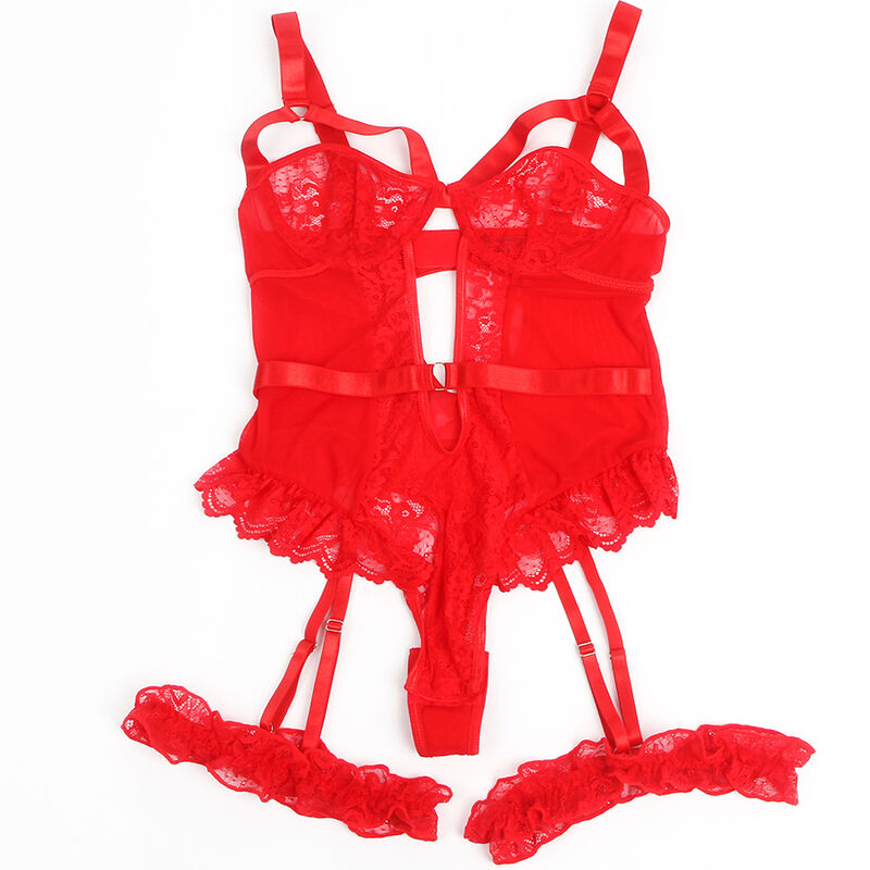 SUBBLIME - TEDDY WITH GARTER WITH LACE DETAIL AND STRIPS RED S/M - My naughty haven #