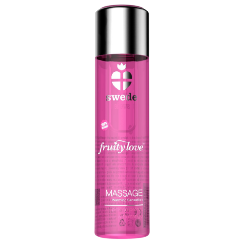 SWEDE - FRUITY LOVE WARMING EFFECT MASSAGE OIL PINK RASPBERRY AND RHUBARB 120 ML - My naughty haven #