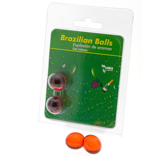 TALOKA - 2 BRAZILIAN BALLS STRAWBERRIES & CHAMPAGNE INTIMATE GEL - My naughty haven #