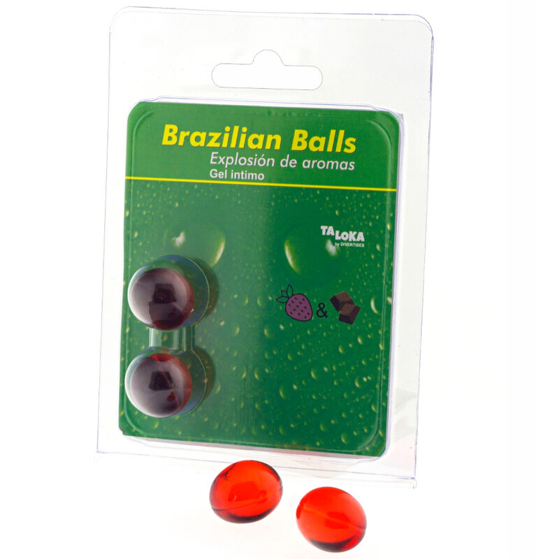 TALOKA - 2 BRAZILIAN BALLS STRAWBERRY & CHOCOLATE INTIMATE GEL - My naughty haven #