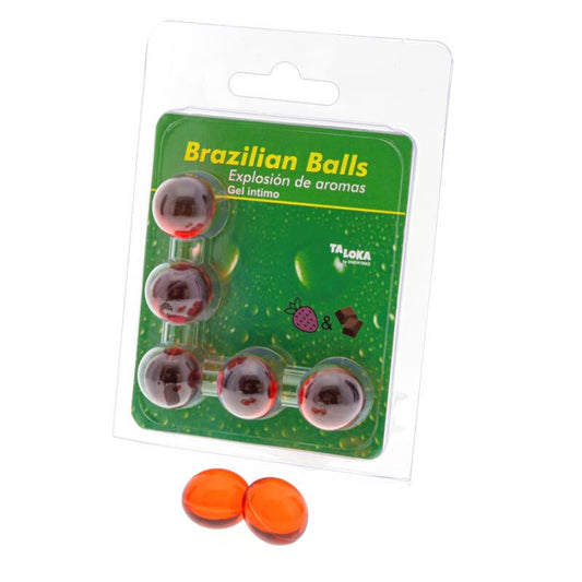 TALOKA - 5 BRAZILIAN BALLS STRAWBERRY & CHOCOLATE INTIMATE GEL - My naughty haven #