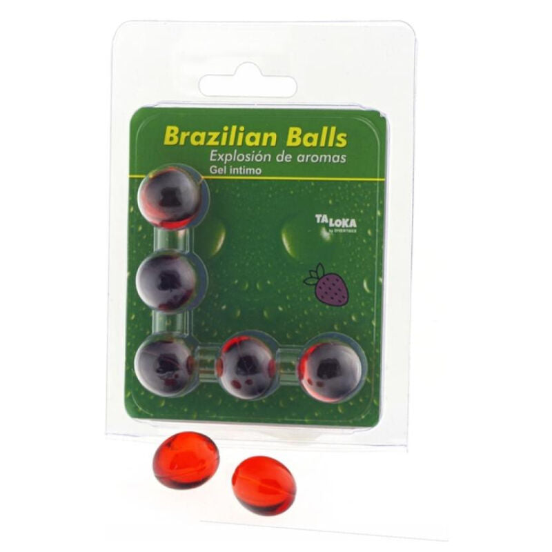 TALOKA - 5 BRAZILIAN BALLS STRAWBERRY INTIMATE GEL - My naughty haven #