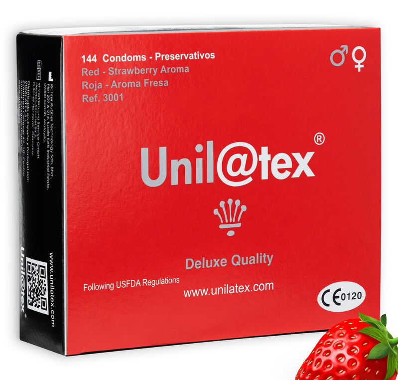 UNILATEX - RED / STRAWBERRY PRESERVATIVES 144 UNITS - My naughty haven #