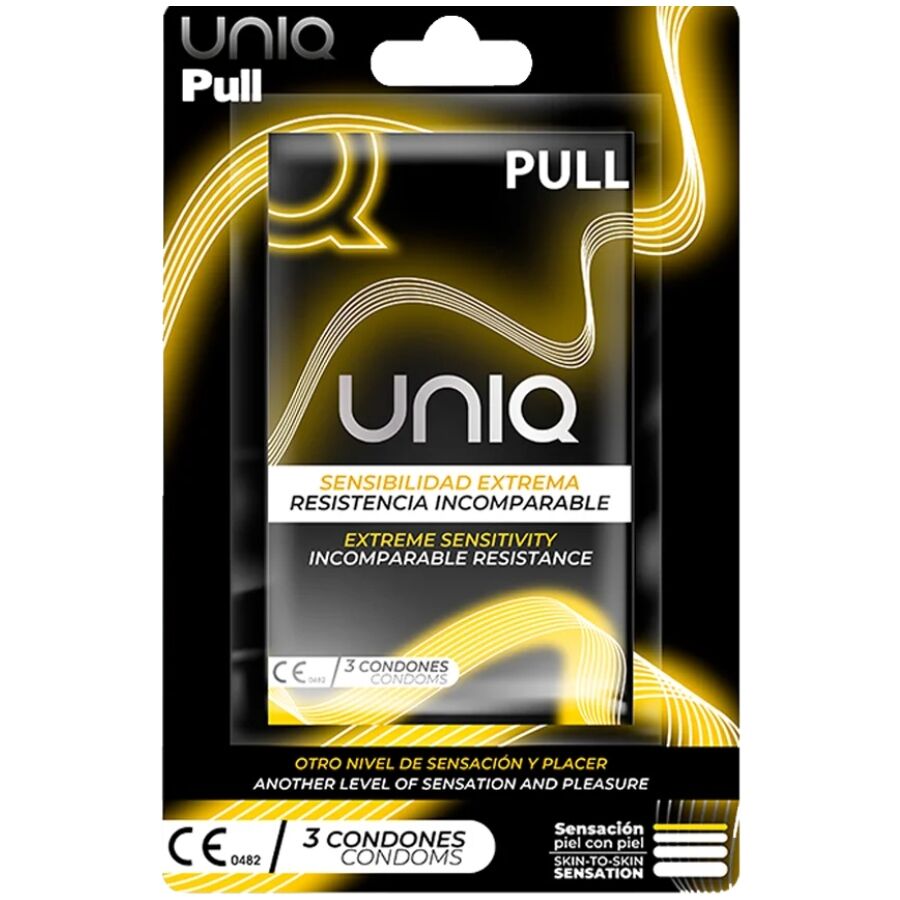UNIQ - PULL LATEX FREE CONDOMS WITH STRIPS 3 UNITS - My naughty haven #