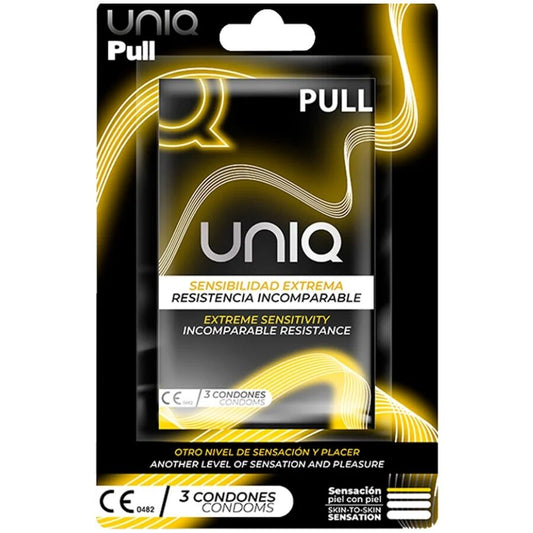 UNIQ - PULL LATEX FREE CONDOMS WITH STRIPS 3 UNITS - My naughty haven #