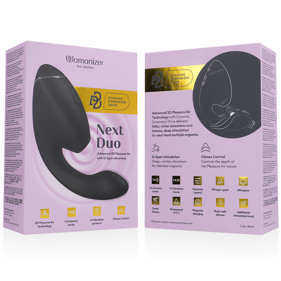 WOMANIZER - DUO NEXT DUAL CLITORAL & G-SPOT STIMULATOR BLACK - My naughty haven #