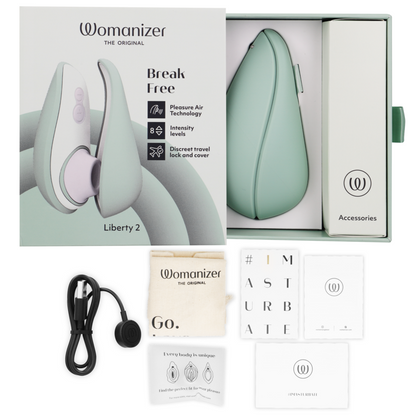 WOMANIZER - LIBERTY 2 CLITORIS STIMULATOR & SUCTION LIGHT GREEN - My naughty haven #