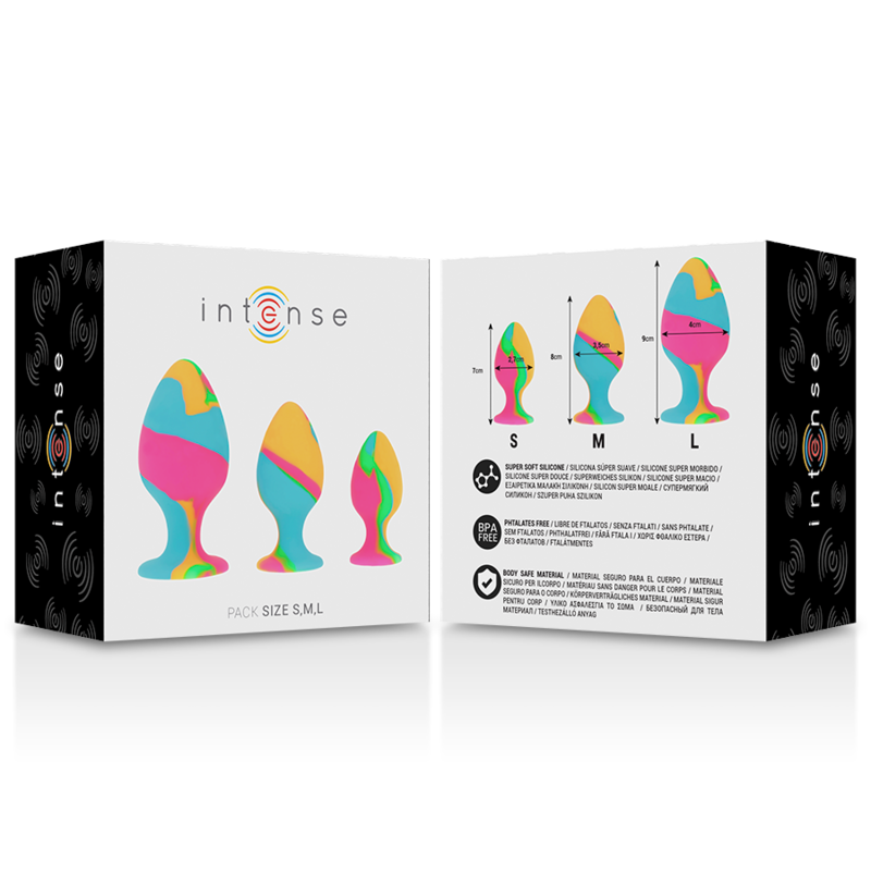 Intense - Комплект силиконови плъгове многоцветен