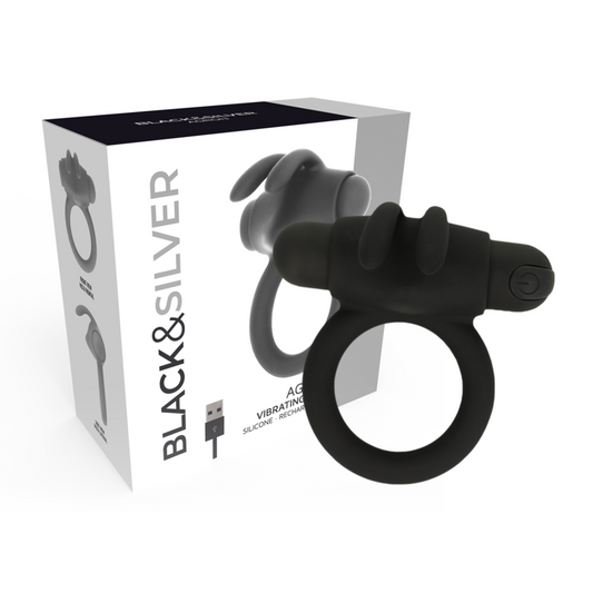 Black & Silver - Agron Ring 2.0 вибриращ пръстен