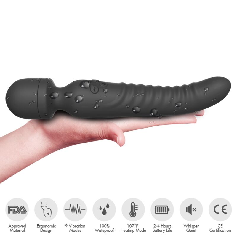 Armony - Черен масажор и вибратор със затоплящ ефект Mission Massager