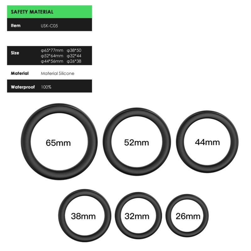 Armony - Lock Rings: Силиконови еректилни пръстени (Черни)
