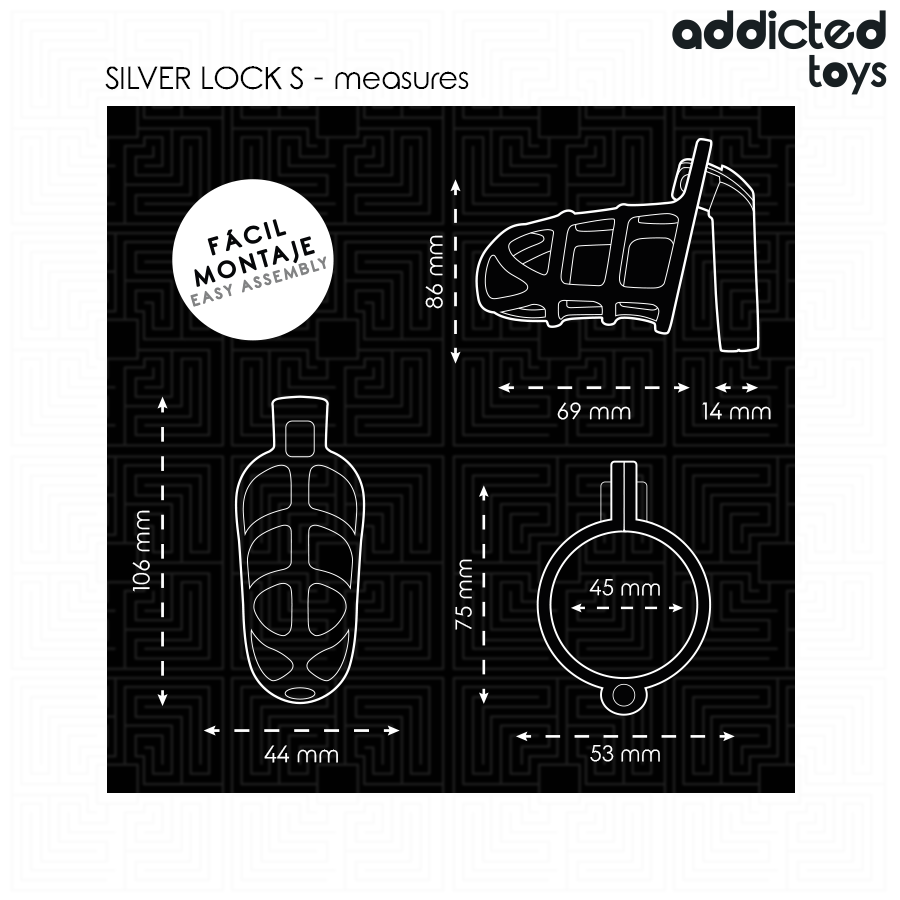 Addicted Toys Locked - Метална клетка за пенис, размер S Silver Locк