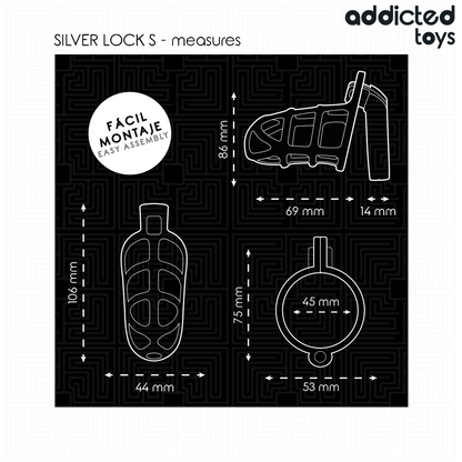 Addicted Toys Locked - Метална клетка за пенис, размер S Silver Locк