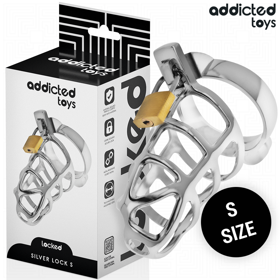 Addicted Toys Locked - Метална клетка за пенис, размер S Silver Locк