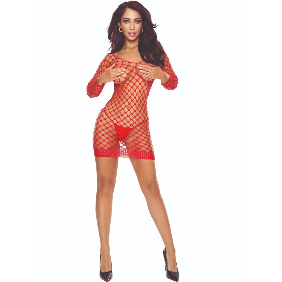 PASSION - BS108 BODYSTOCKING GRID RED - My naughty haven #