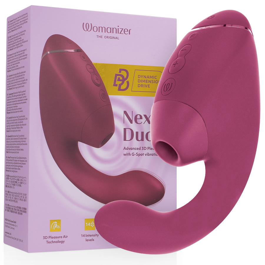 Womanizer - Розов двоен стимулатор за клитор и G-точка Duo Next