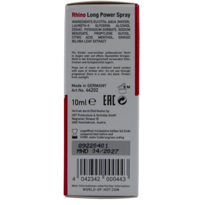 Hot - Rhino Long Power спрей за задържане, 10 мл
