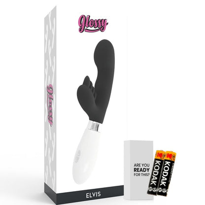 Glossy - Черен rabbit вибратор Elvis